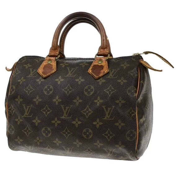 LOUIS VUITTON Speedy 25 Travel Hand Bag Monogram Leather Brown - Picture 1 of 16